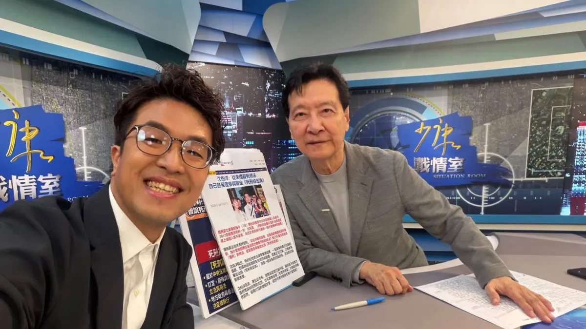中廣前董事長趙少康(右)訪問民進黨台北市長候選人沈伯洋(左),不受部分國民黨支持者諒解。(取自沈伯洋臉書)