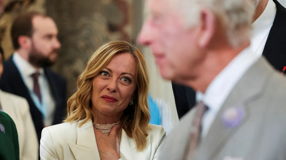 極右派的義大利總理梅洛尼(Giorgia Meloni)2024年在歐盟議會選舉中大有斬獲。(美聯社) 極右派的義大利總理梅洛尼(Giorgia Meloni)2024年在歐盟議會選舉中大有斬獲。(美聯社)