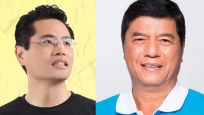 新北市第八選區兩位參選人江永昌(左,民進黨)和張慶忠(右,國民黨)。(取自兩位參選人臉書)