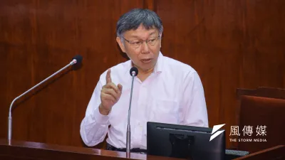 台北市長柯文哲(見圖)今日出席市議會第9次會議報告與備詢。(蔡親傑攝)