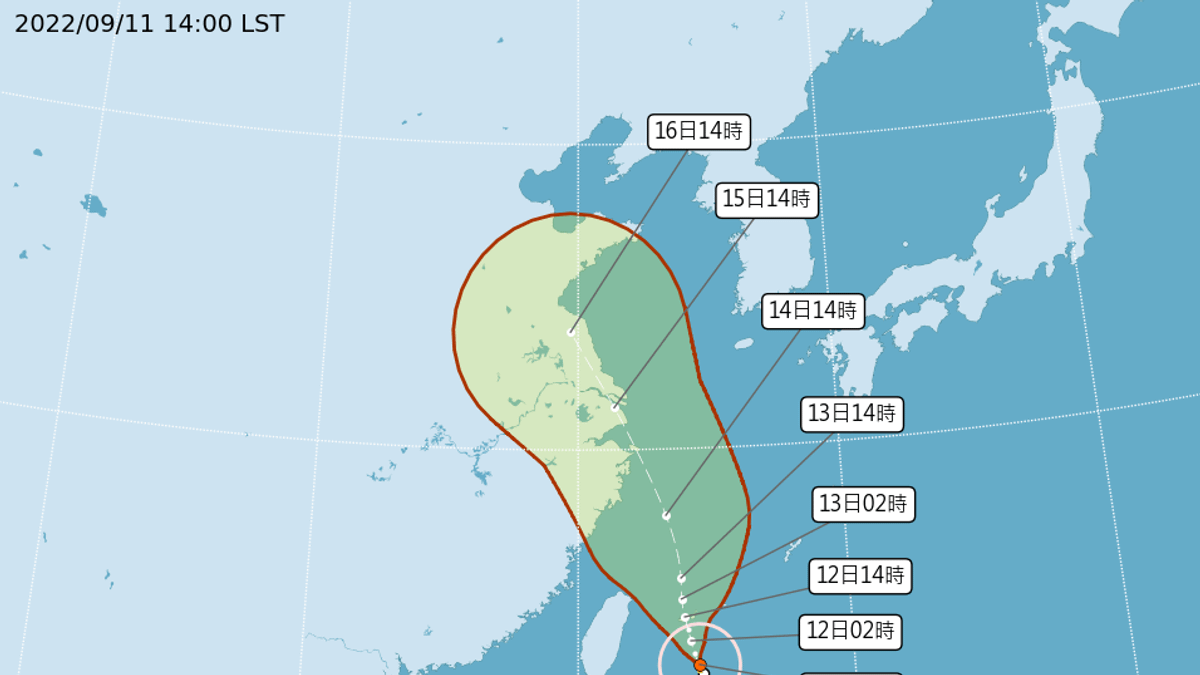 中度颱風梅花朝北移動,預計最快13日有望解除颱風警報。(圖/取自中央氣象局官網) 中度颱風梅花朝北移動,預計最快13日有望解除颱風警報。(圖/取自中央氣象局官網)