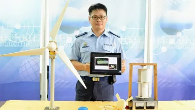 空軍航空技術學院教授徐子圭(圖)等人組成的團隊,以「全天候具尾噴流導引風力發電機」,在2018年捷克國際發明展中拿到一面金牌。(取自中華創新發明學會)