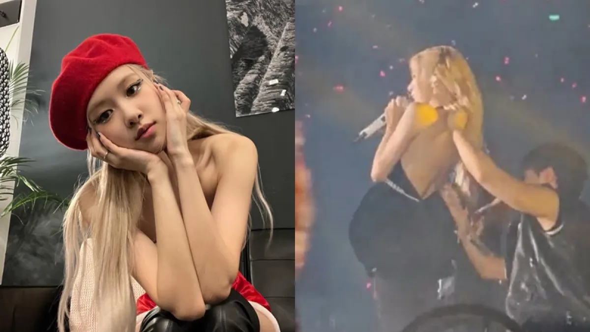 Rosé在演唱會上發生驚險意外。(圖/翻攝自推特、IG/roses_are_rosie)