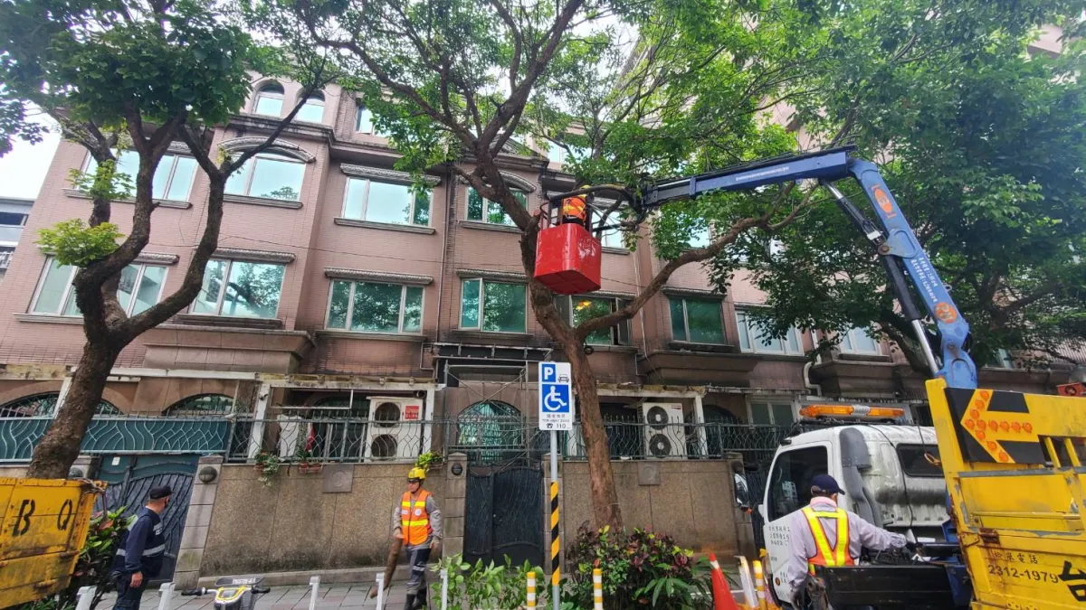 北市公園處因應瑪娃颱風進行完成防颱整備。(圖/臺北市政府工務局提供)