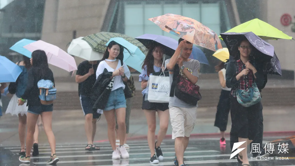 中颱尼莎29日來襲,台北午後風雨逐漸增強。(顏麟宇攝)