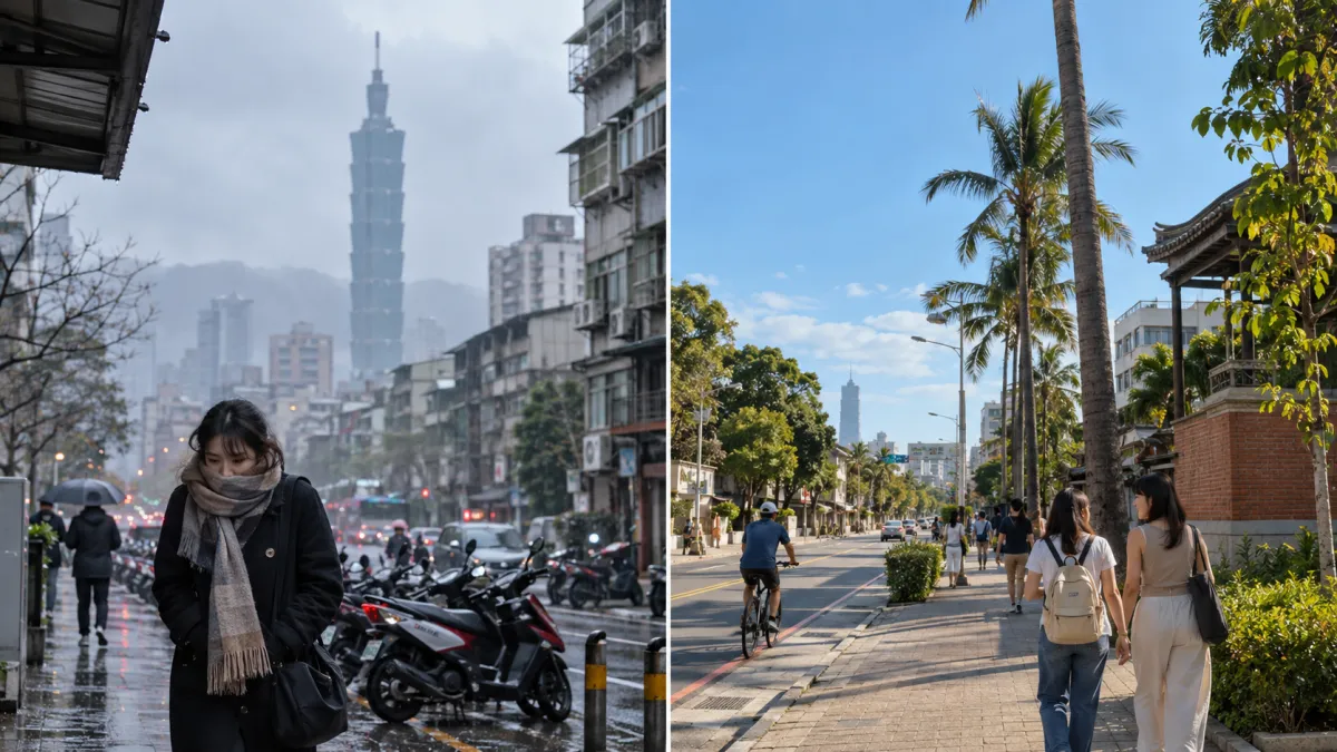 台灣南北距離不算遙遠,但一到冬天,天氣經常像處在兩個不同世界。(示意圖/AI生成)