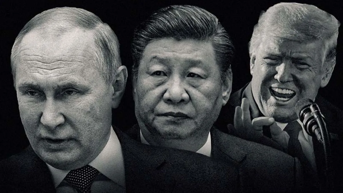 普京以去納粹化為由侵略烏克蘭,無比荒謬。而新納粹主義在全球掀起風潮,大搞民粹的川普之流推波助瀾功不可沒,台灣尷尬的是因為反中抗中,成為全球民主國家少數的「川粉國」,站隊到極端政治的另一端。圖為普京、習近平、川普。(美聯社,風傳媒合成)