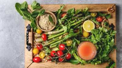 Raw vegetables and fruits