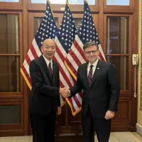 Legislative Yuan President Han Kuo-yu meets with US House Speaker Mike Johnson. (Photo courtesy of the Legislative Yuan) Legislative Yuan President Han Kuo-yu meets with US House Speaker Mike Johnson. (Photo courtesy of the Legislative Yuan)