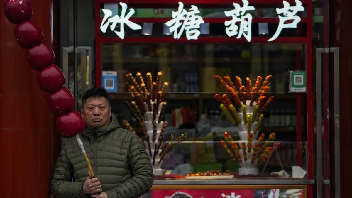北京的冰糖葫蘆攤。(美聯社)