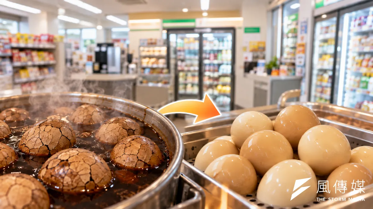 走進便利商店想買顆蛋補充蛋白質,過去多半得從茶葉蛋鍋裡夾起一顆,敲破蛋殼後慢慢剝。(示意圖/AI生成)