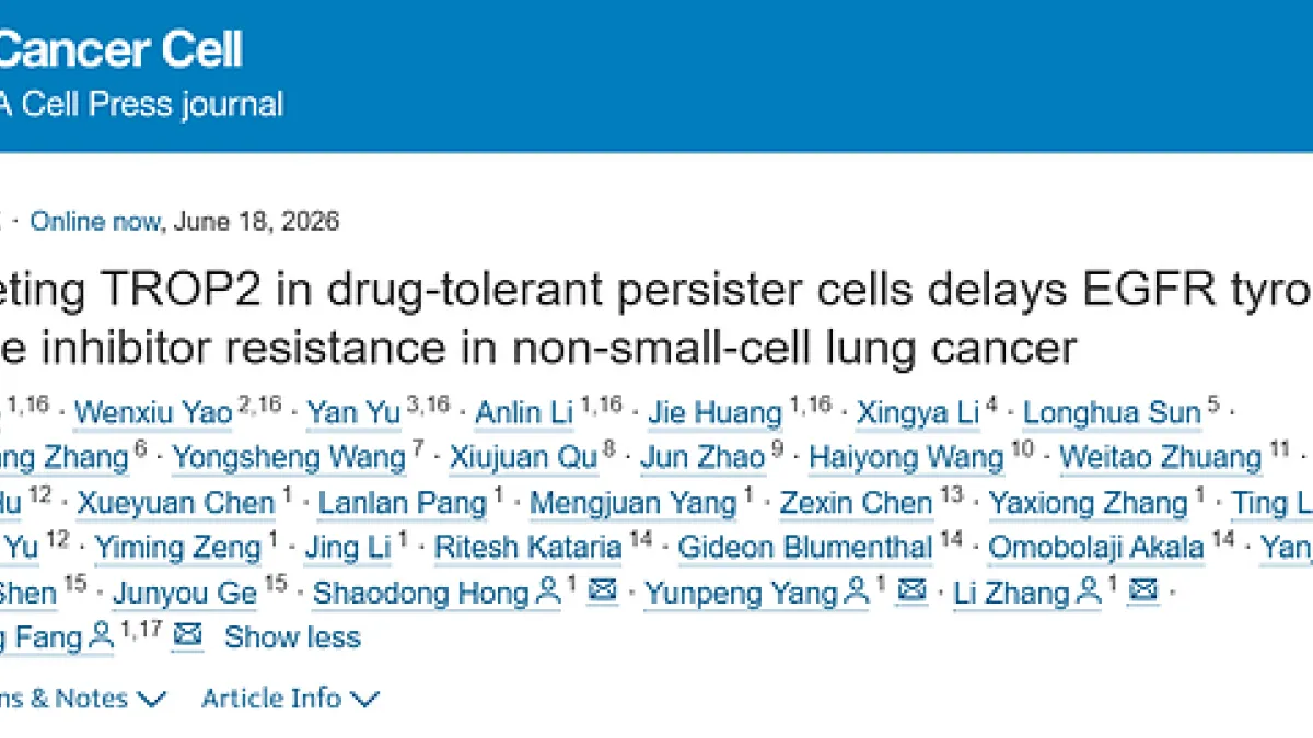 Translational Research Results of Sacituzumab Tirumotecan (sac-TMT) in Combination with Osimertinib as First-Line Treatment for EGFR-Mutant NSCLC Published in Cancer Cell