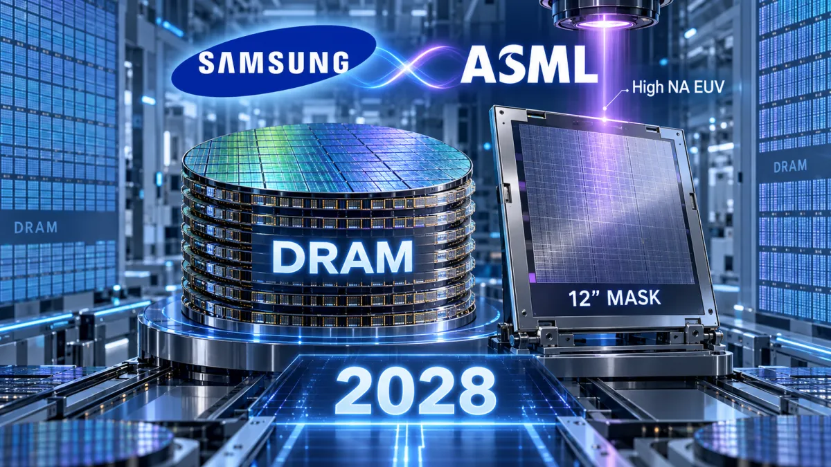 三星計畫於2028年前將High NA EUV導入未來DRAM大量製造。(AI製作)