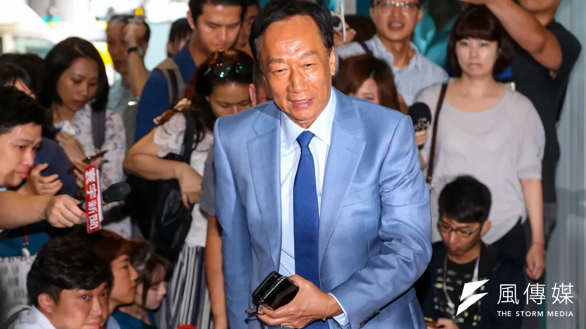 二度點名大陸國台辦是旺中媒體集團「黑郭」影武者,鴻海董事長郭台銘要國台辦出來回應。(顏麟宇攝)
