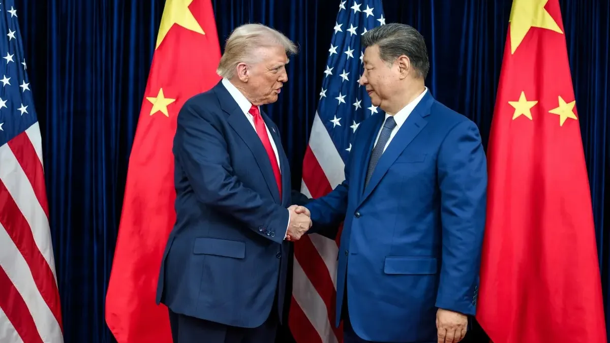 Chinese President Xi Jinping and U.S. President Donald Trump meet in Busan, South Korea, on October 30, 2025. (White House)