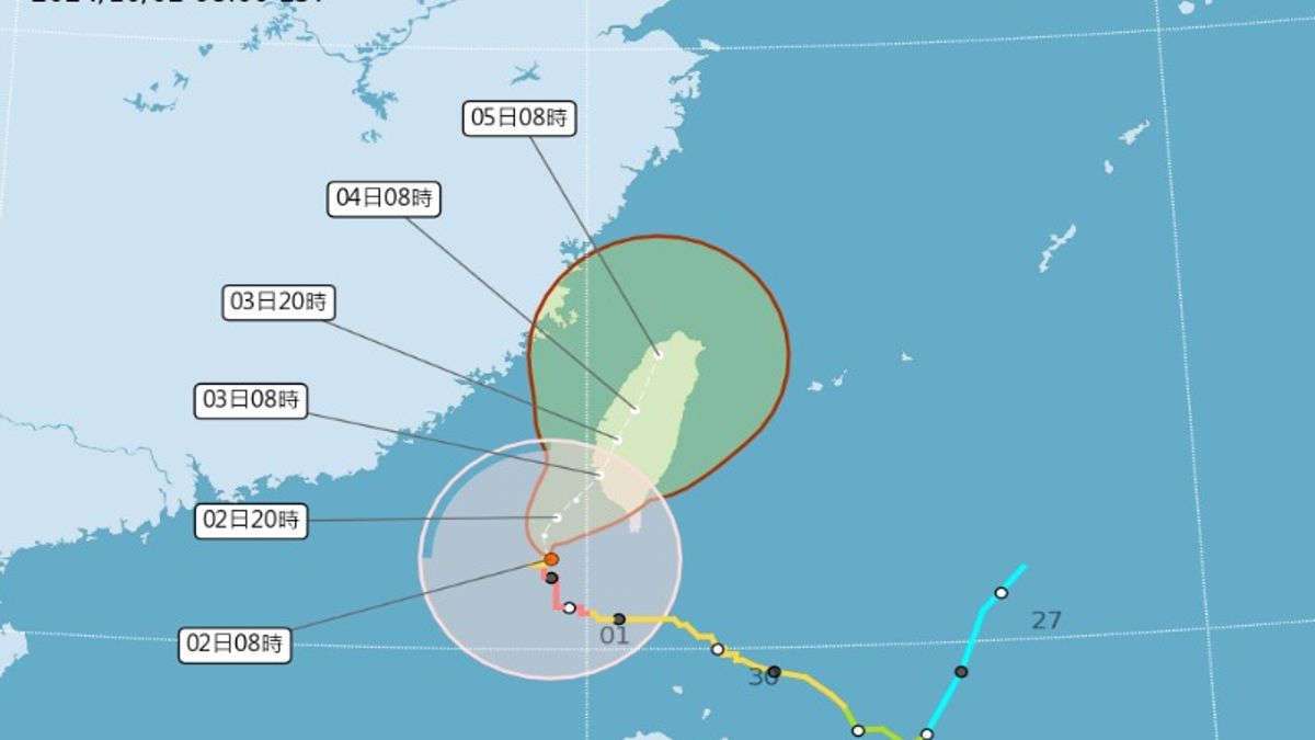 山陀兒颱風最新路徑又西修。(圖/翻攝自中央氣象署) 山陀兒颱風最新路徑又西修。(圖/翻攝自中央氣象署)