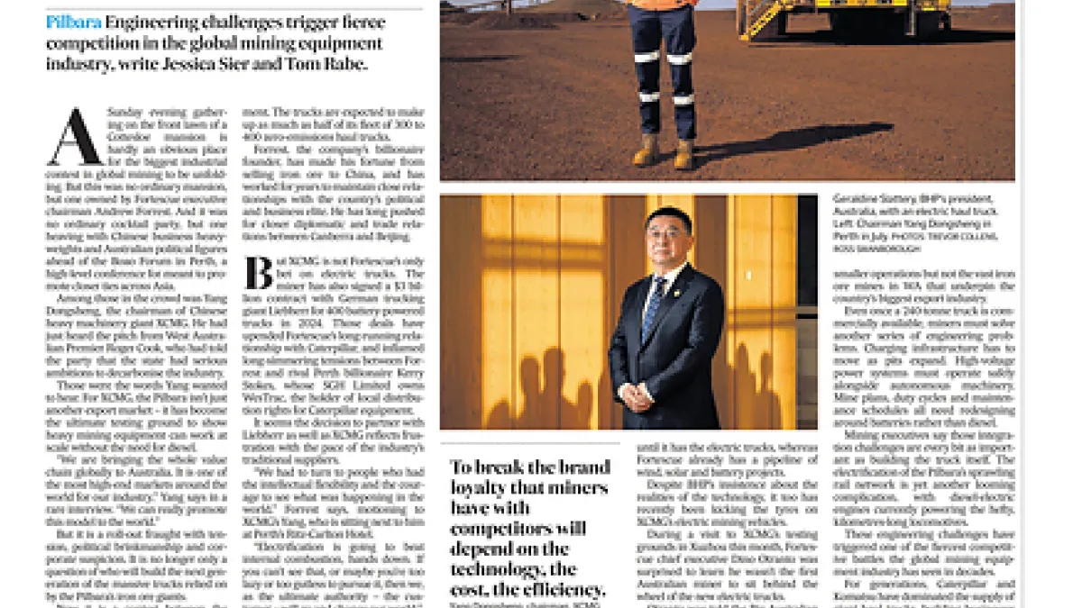 XCMG's Electric Mining Push Featured in The Australian Financial Review