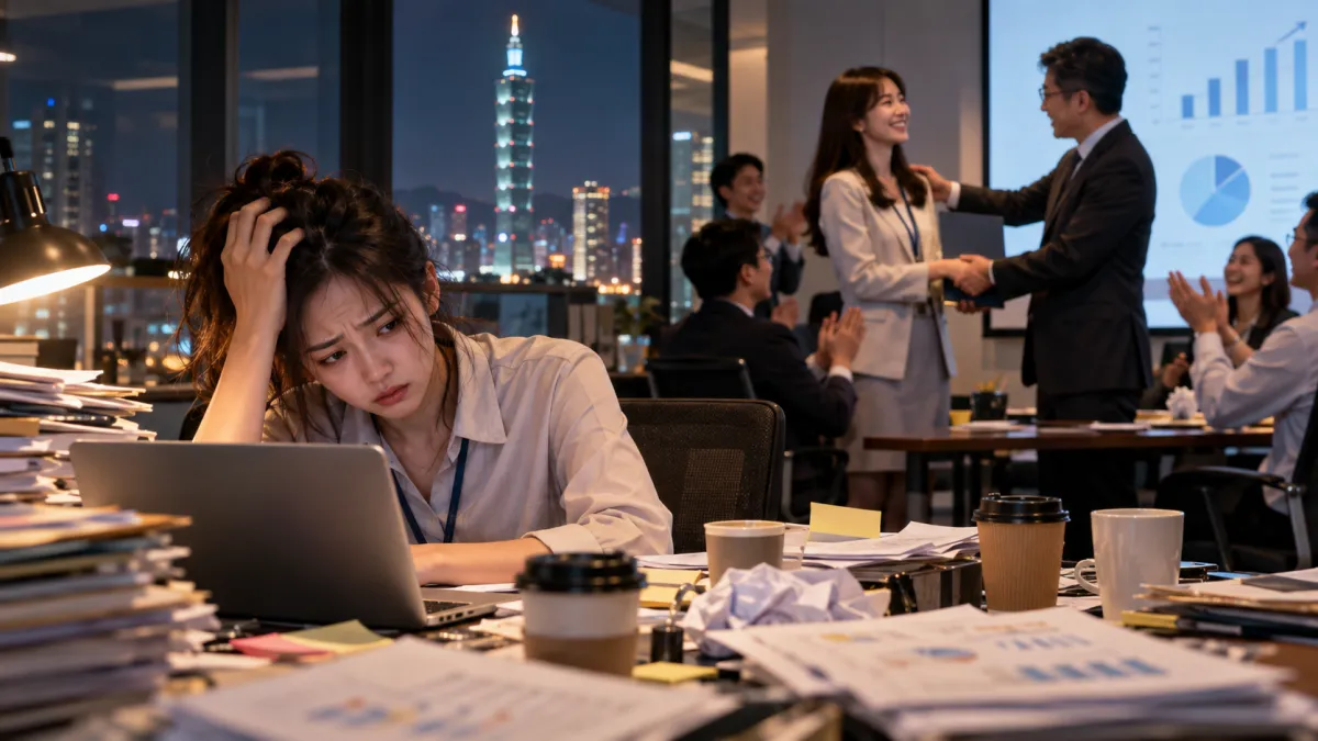 明明自己的工作還沒完成,同事一句拜託,卻又把額外任務攬上身;平常總是熱心幫忙,等到自己忙不過來時,反而不知道該怎麼開口拒絕。(示意圖/AI生成)