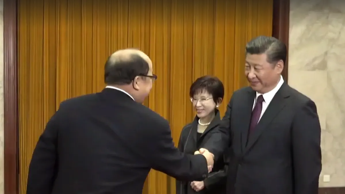 洪習會,中國國家主席習近平脫稿講話,指中共不處理台獨會被人民推翻。(取自洪秀柱臉書影片截圖)