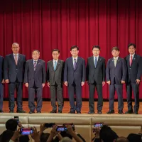 外交部長林佳龍(左六)表示,第一島鏈應成為共同感知、共同預警、共同維持韌性的「單一戰區」。(劉偉宏攝) 外交部長林佳龍(左六)表示,第一島鏈應成為共同感知、共同預警、共同維持韌性的「單一戰區」。(劉偉宏攝)