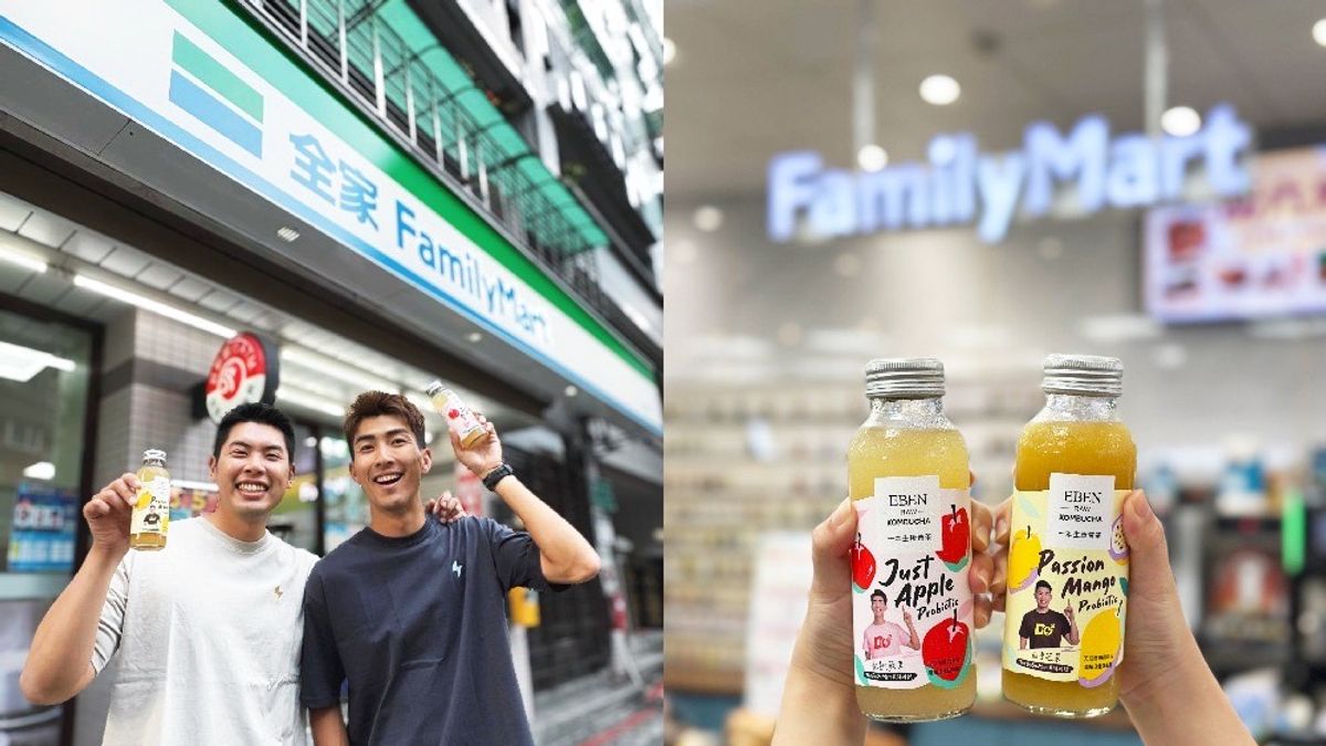 EBENxTheDoDoMen全家聯名 DoDoMen手拿完熟蘋果+百香芒果生康普茶。(圖/EBEN生康普茶提拱) EBENxTheDoDoMen全家聯名 DoDoMen手拿完熟蘋果+百香芒果生康普茶。(圖/EBEN生康普茶提拱)