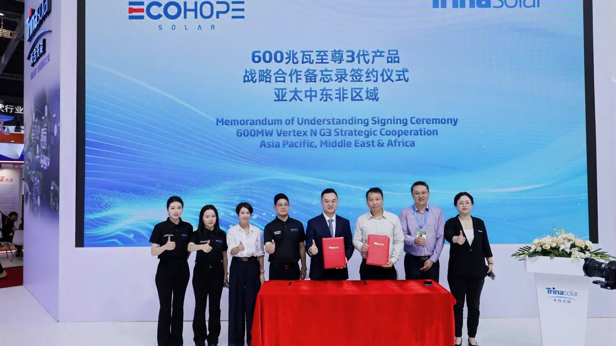 Trinasolar and Ecohope Solar Sign 600MW MoU to Distribute Latest Vertex G3 Modules Across Southeast Asia, the Middle East and Africa