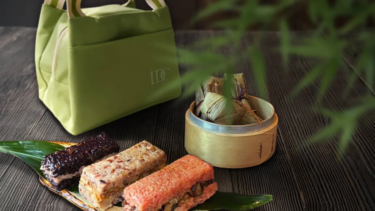 高雄翰品酒店推出三款風味獨具的端午美粽,以創新口味與經典風味,禮袋以明亮的蘋果綠凸顯時尚感,傳遞祝福之意。(圖/高雄翰品酒店提供)