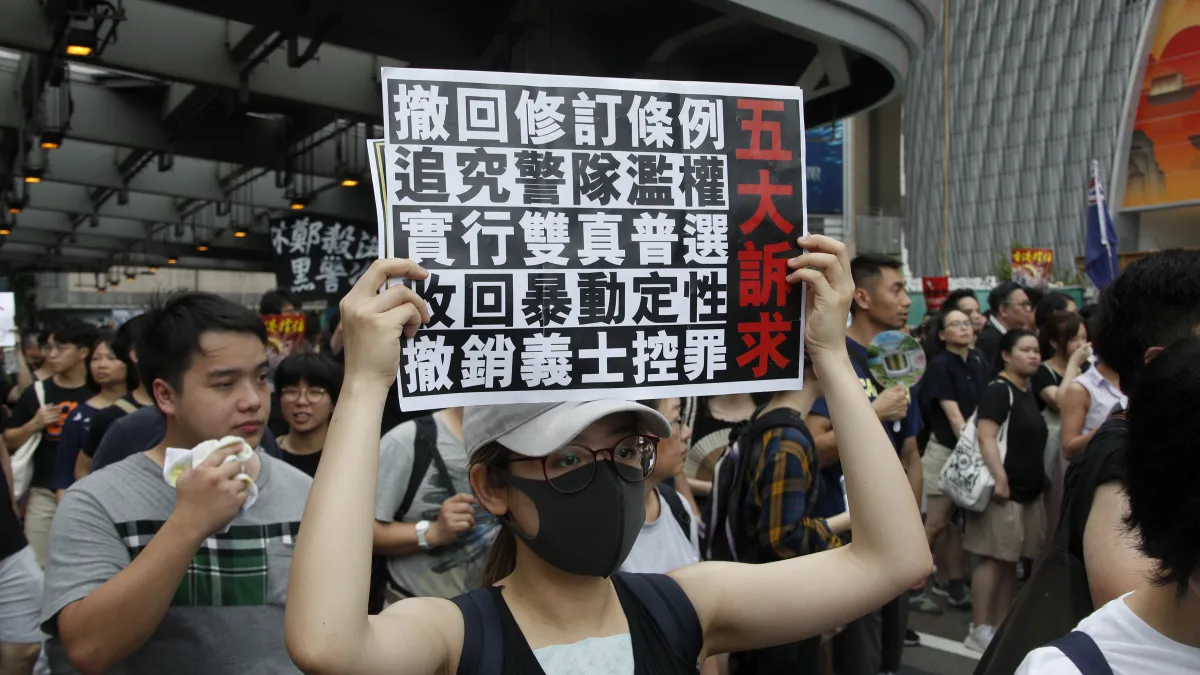 2019年7月7日,香港「反送中」,九龍大遊行(AP)