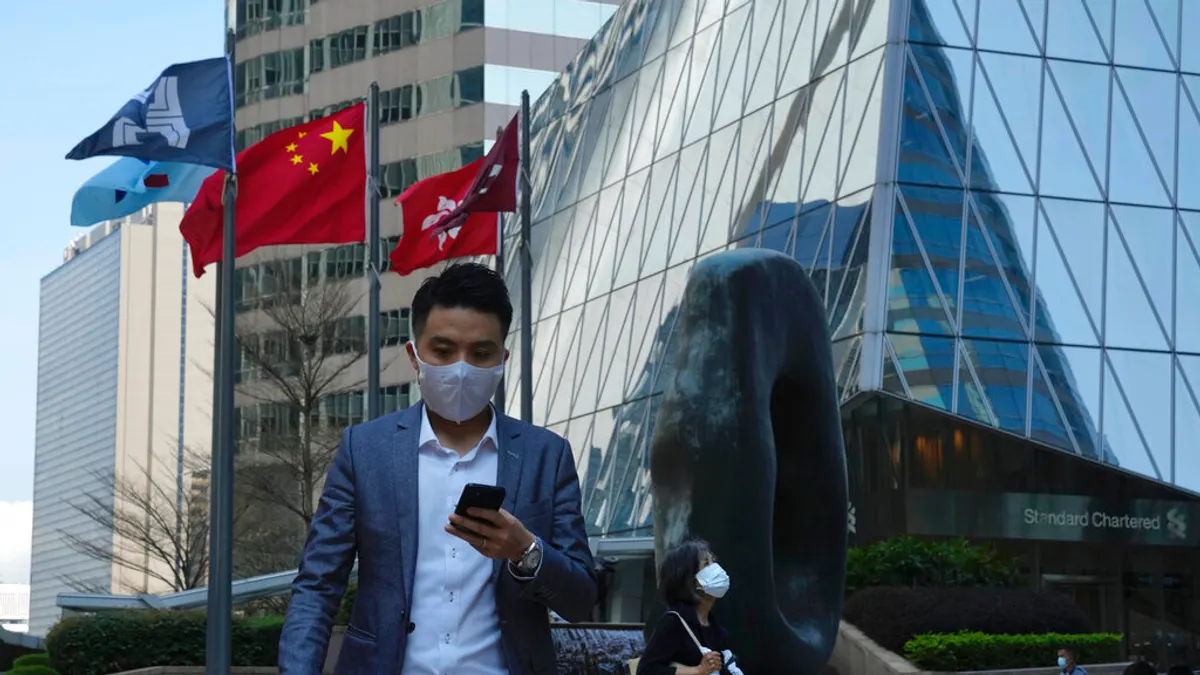 2022年3月,疫情下的香港。(美聯社) 2022年3月,疫情下的香港。(美聯社)