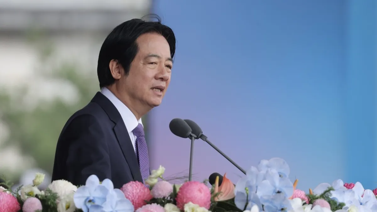 行政院前政務委員張景森表示,他支持松山機場遷建,更喊話總統賴清德(見圖),在下一任台北市長選出來以後,由中央政府與新任市長共同研究遷建的可行性。(中央社)