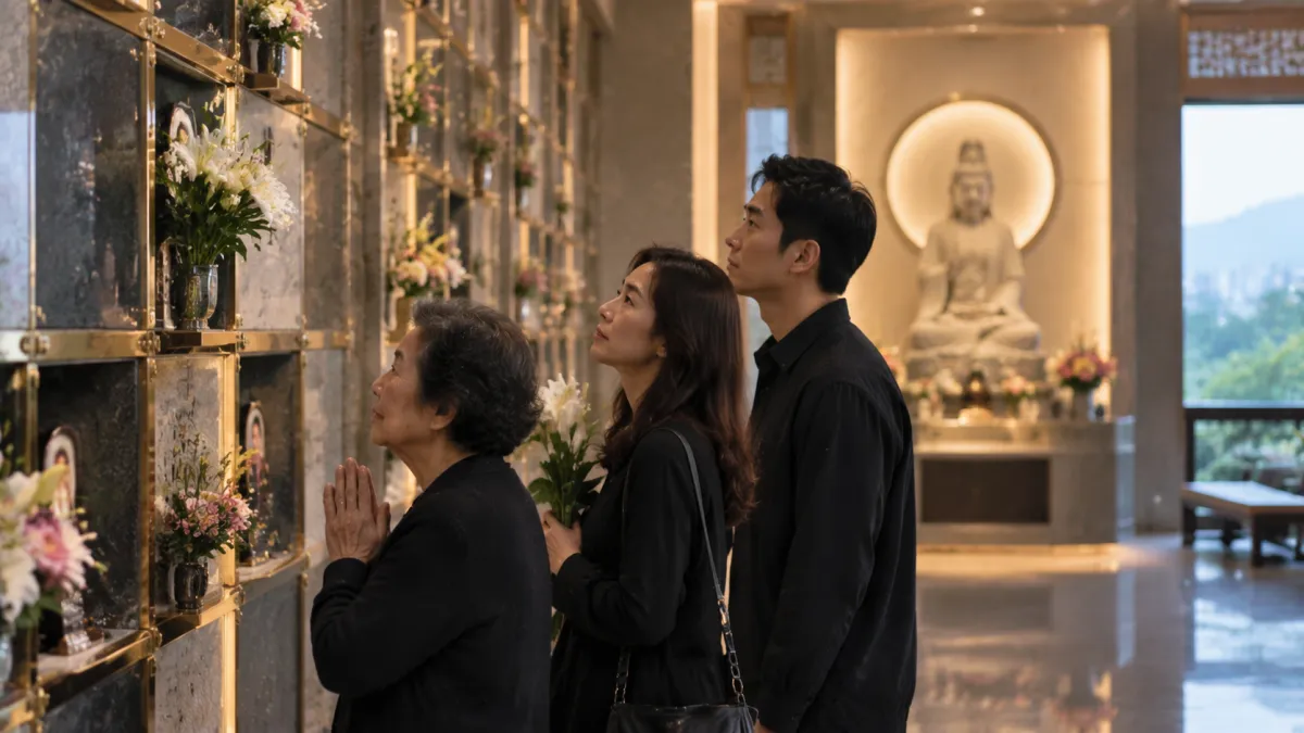 家人火化後,不少家庭會選擇將骨灰安放在納骨塔,辦理塔位時也常說成「買塔位」。(示意圖/AI生成)