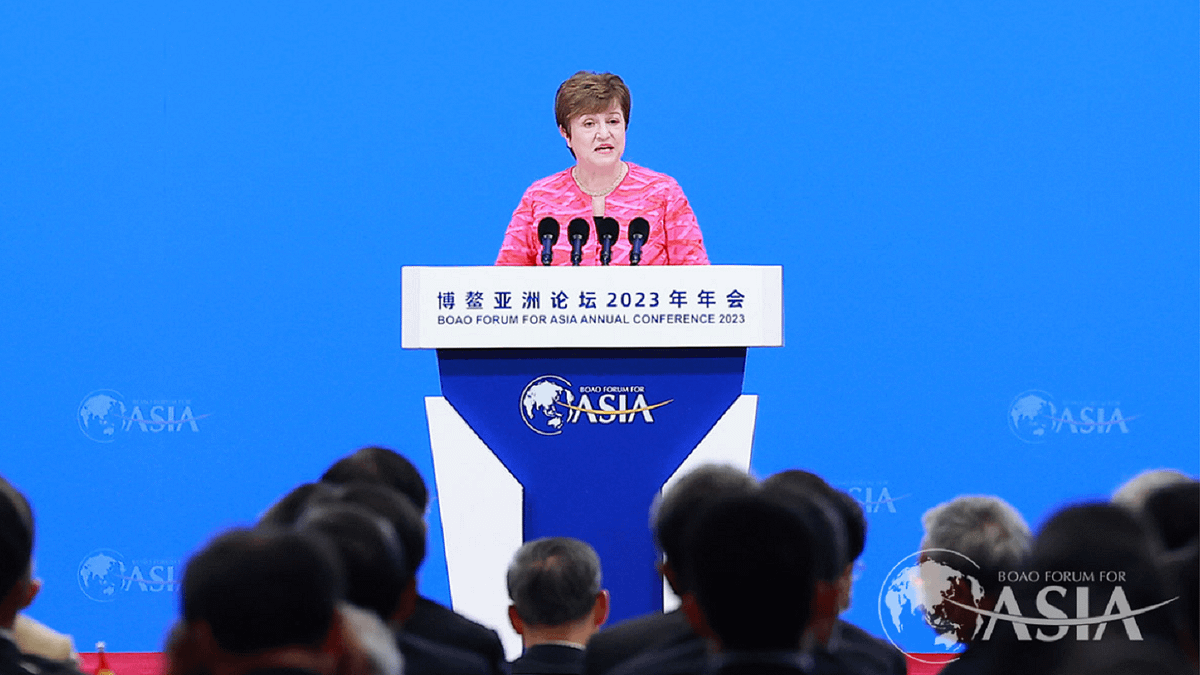 IMF總裁喬治艾娃(Kristalina Georgieva)出席2023博鰲論壇。(取自博鰲亞洲論壇官網) IMF總裁喬治艾娃(Kristalina Georgieva)出席2023博鰲論壇。(取自博鰲亞洲論壇官網)