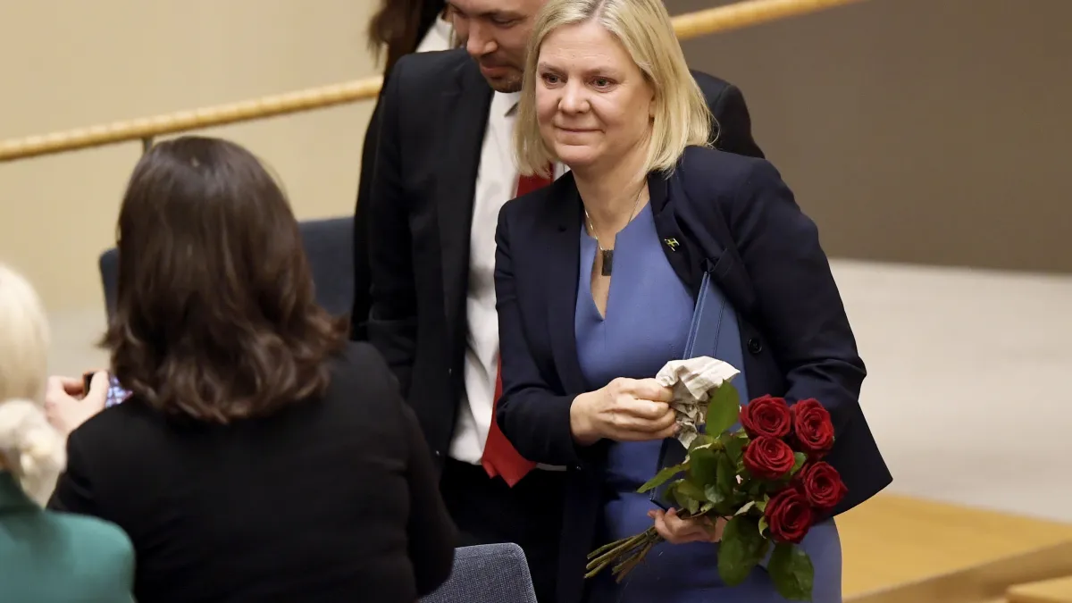 2021年11月,瑞典出現史上第一位女總理安德森(Magdalena Andersson)(AP)