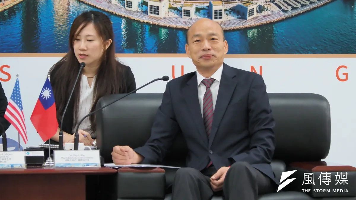 高雄市長韓國瑜17日會見美國在台協會(AIT)主席莫健,隨即公布不會訪美。(新新聞林瑞慶攝)