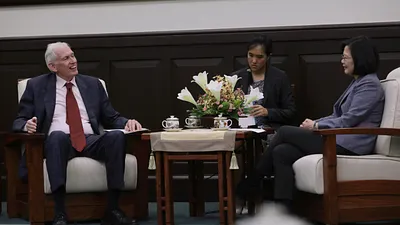 總統蔡英文13日接見「美國在台協會」(AIT)主席莫健(James Moriarty)。(取自flickr@總統府)