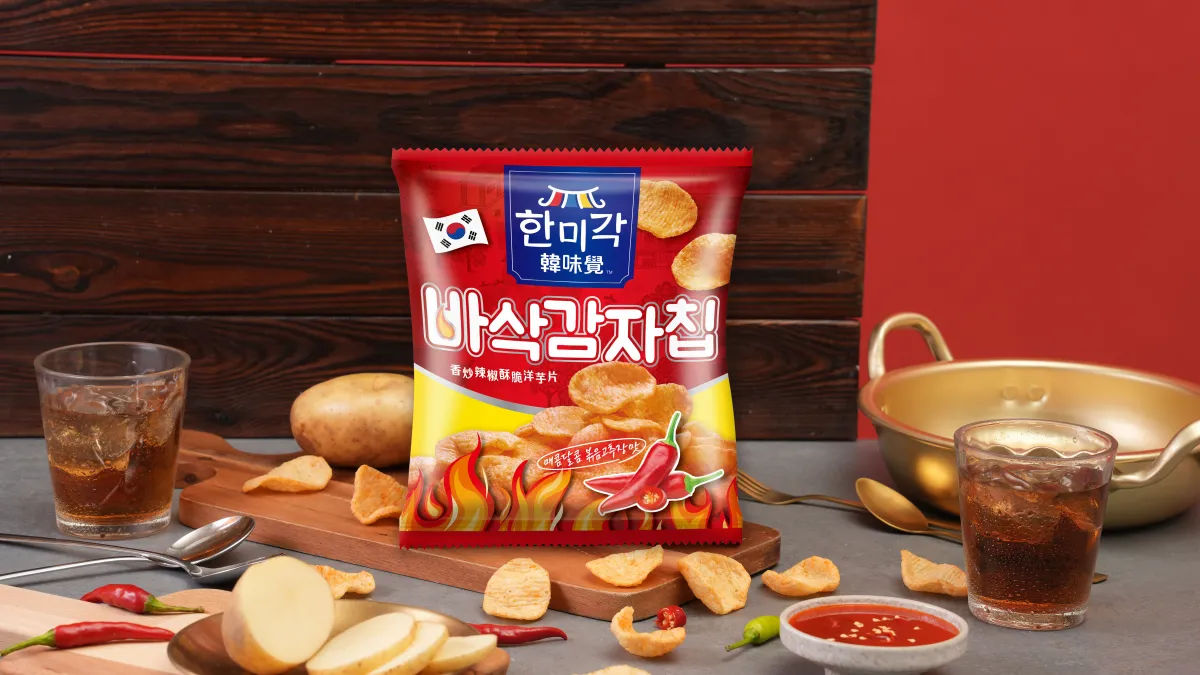 韓味覺香炒辣椒酥脆洋芋片,韓式經典鹹甜辣調味,搭配酥脆餅乾體,令人難以抗拒。 (圖片為示意僅供參考。來源:韓味覺)
