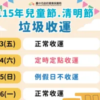 台中市環保局清明連假垃圾收運方式。(圖/台中市政府) 台中市環保局清明連假垃圾收運方式。(圖/台中市政府)