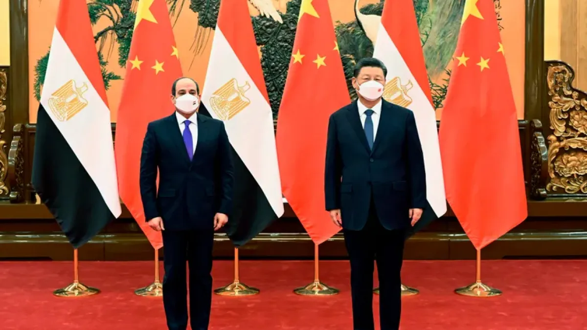 2022年2月5日,中國北京,埃及總統塞西(左)及中國國家主席習近平會面(美聯社)