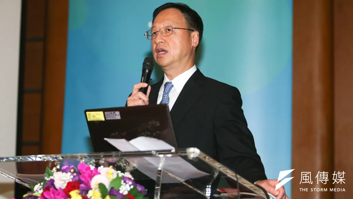 前行政院長江宜樺24日上午出席「總統直選與民主台灣」學術研討會,對此發表「府院權力關係的理論與實況」演說。(陳明仁攝)