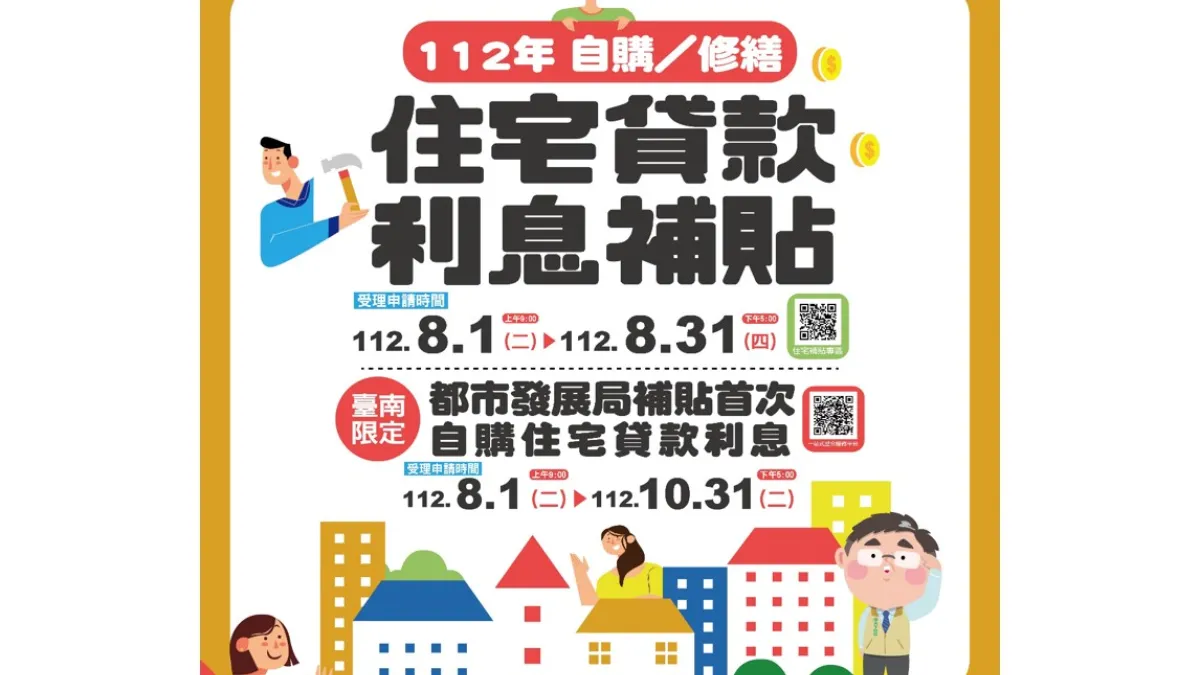112年自購修繕住宅貸款利息補貼。(圖/臺南市政府提供)