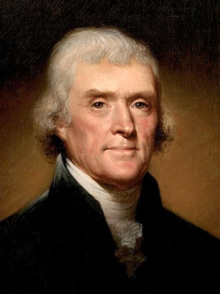 アメリカ第3代大統領トーマス・ジェファーソン（Thomas Jefferson）。（Wikipediaより）