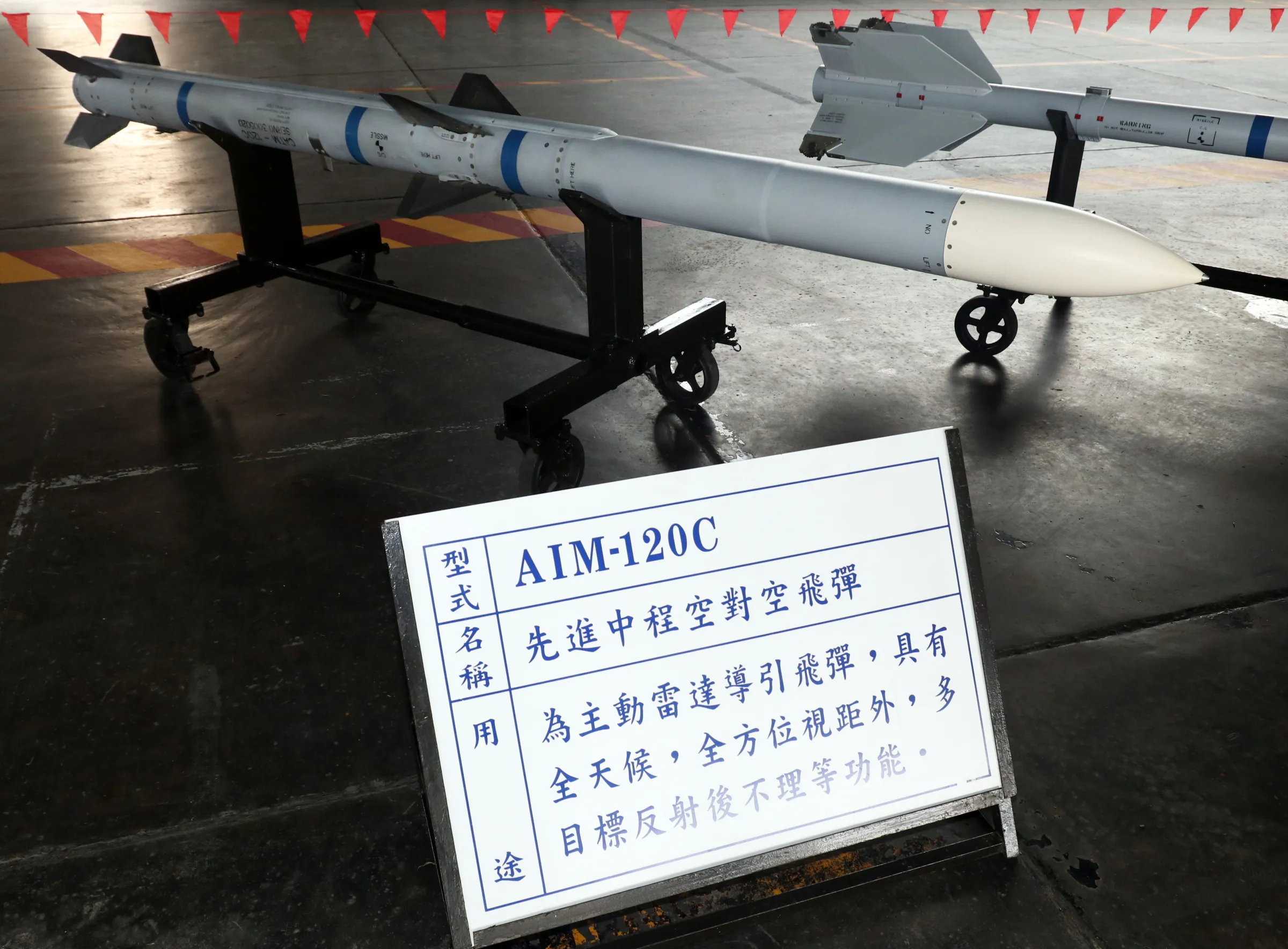 20190306-我國空軍配備的AIM-120-C中程空對空飛彈，具有全天候、視距外、多目標射後不理的特性。（蘇仲泓攝）
