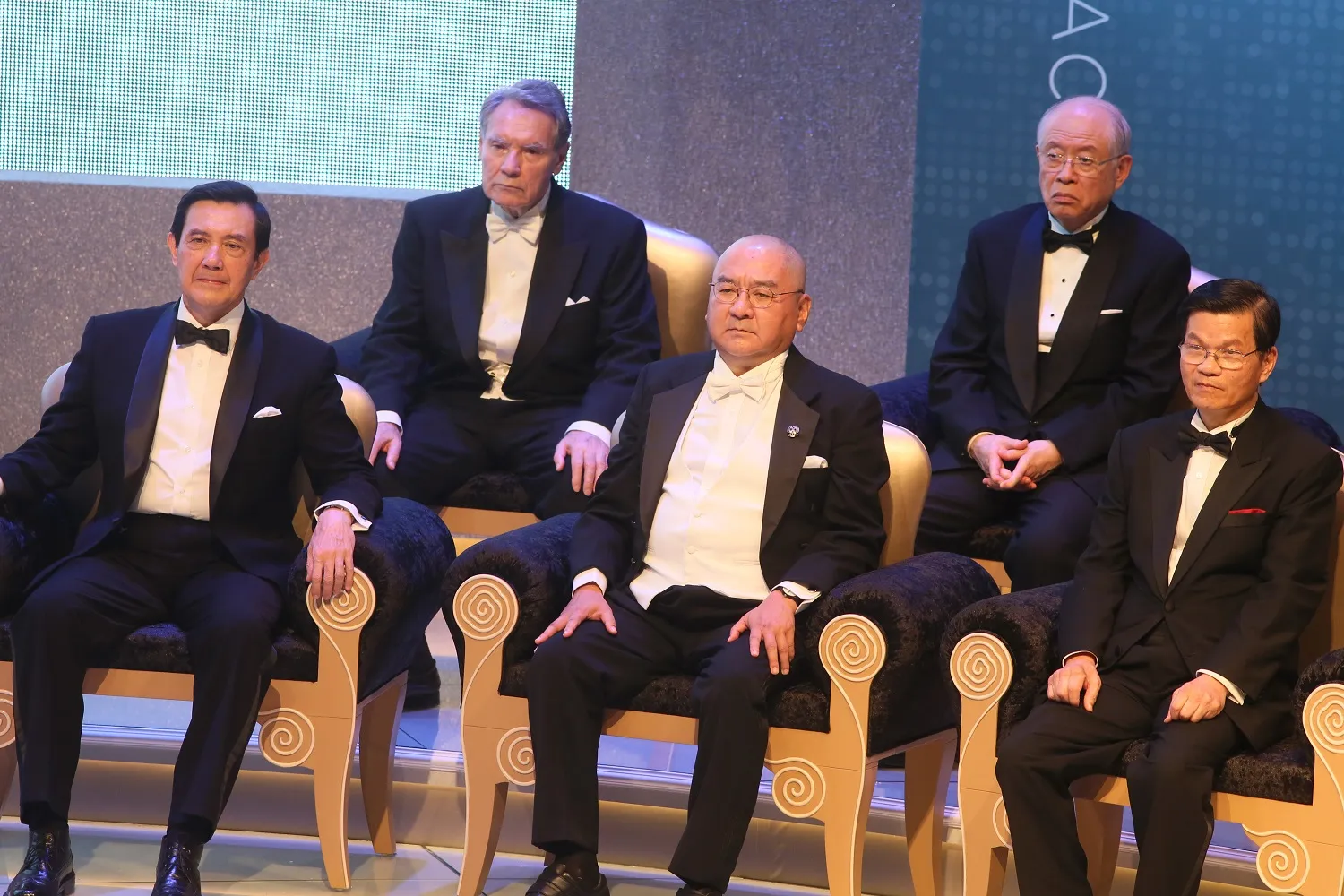 馬英九、尹衍樑、翁啟惠，唐獎。（柯承惠攝）