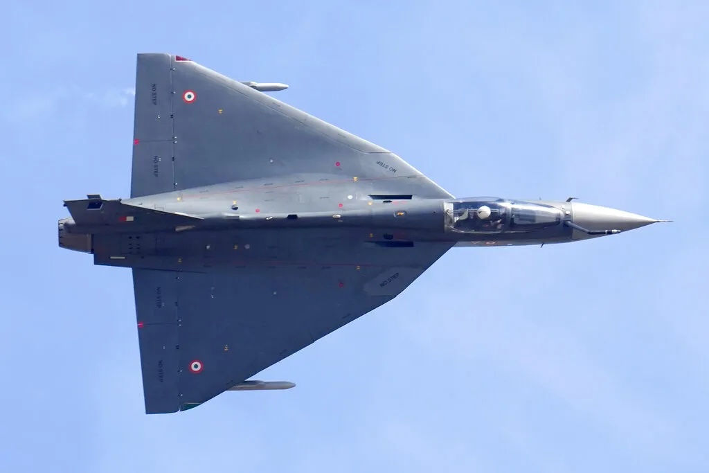印度航展上的光輝（Tejas）戰機。（美聯社）