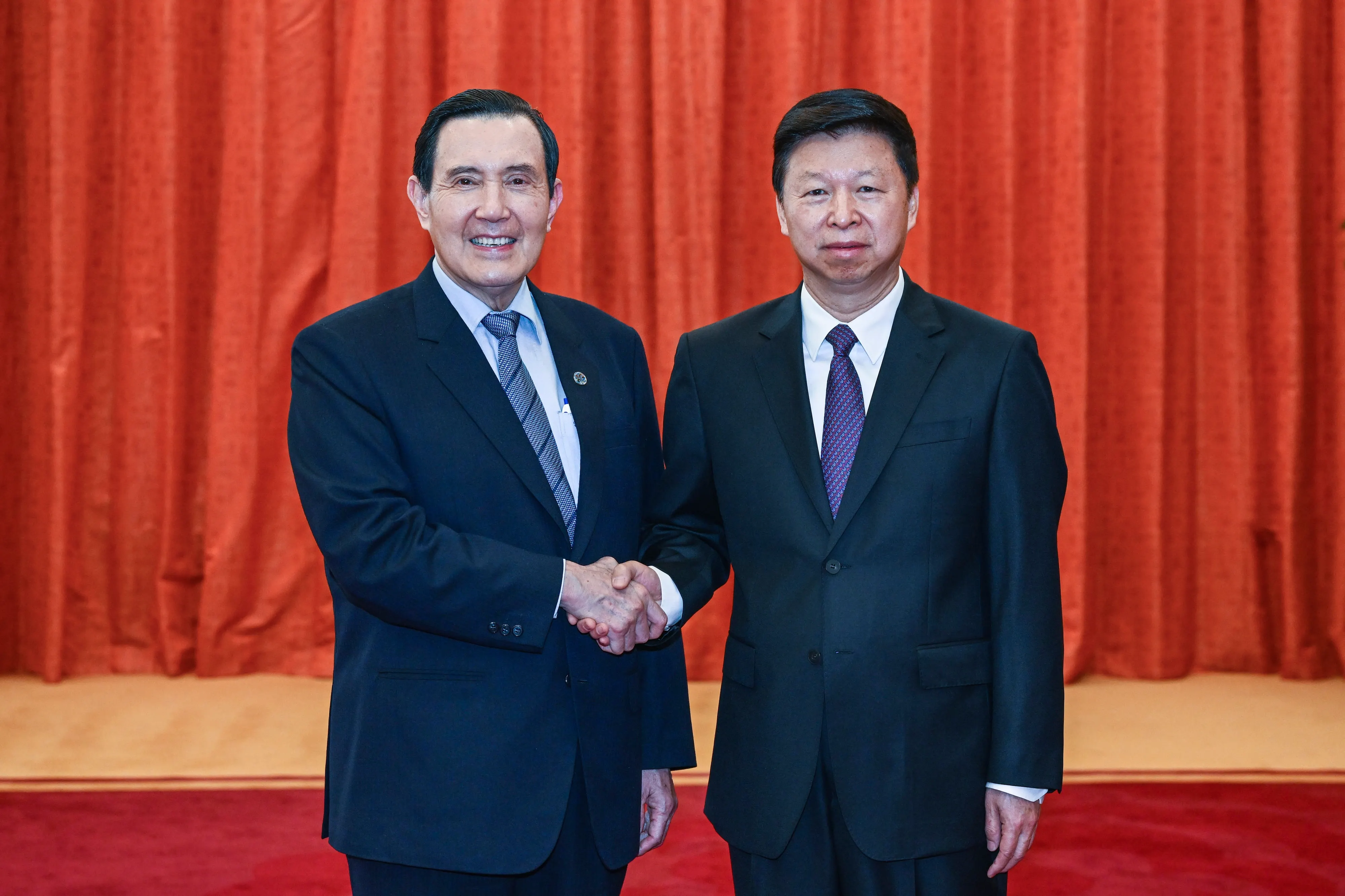 2024年4月1日、深圳で宋濤と会った馬英九の様子。（AP）