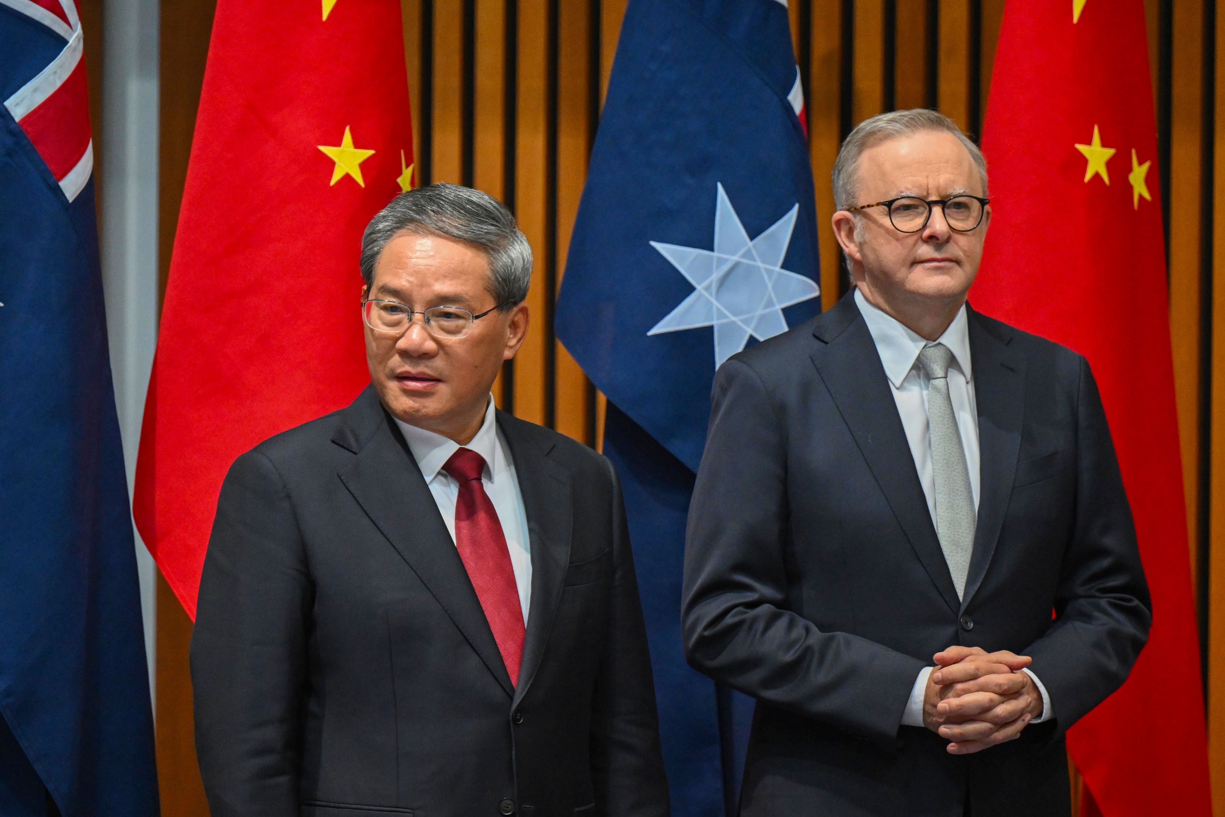 2024年6月17日，澳洲總理艾班尼斯（Anthony Albanese）在坎培拉會見中國國務院總理李強。（美聯社）