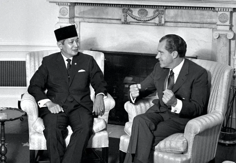 印尼總統蘇哈托（左）與美國總統尼克森（右）（AP）