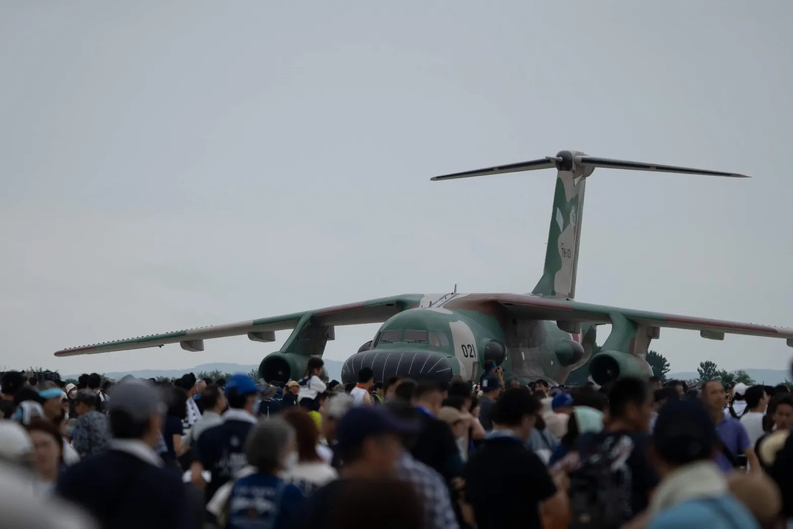 Japan's EC-1 electronic warfare training aircraft on static display at the 2024 Matsushima Air Festival