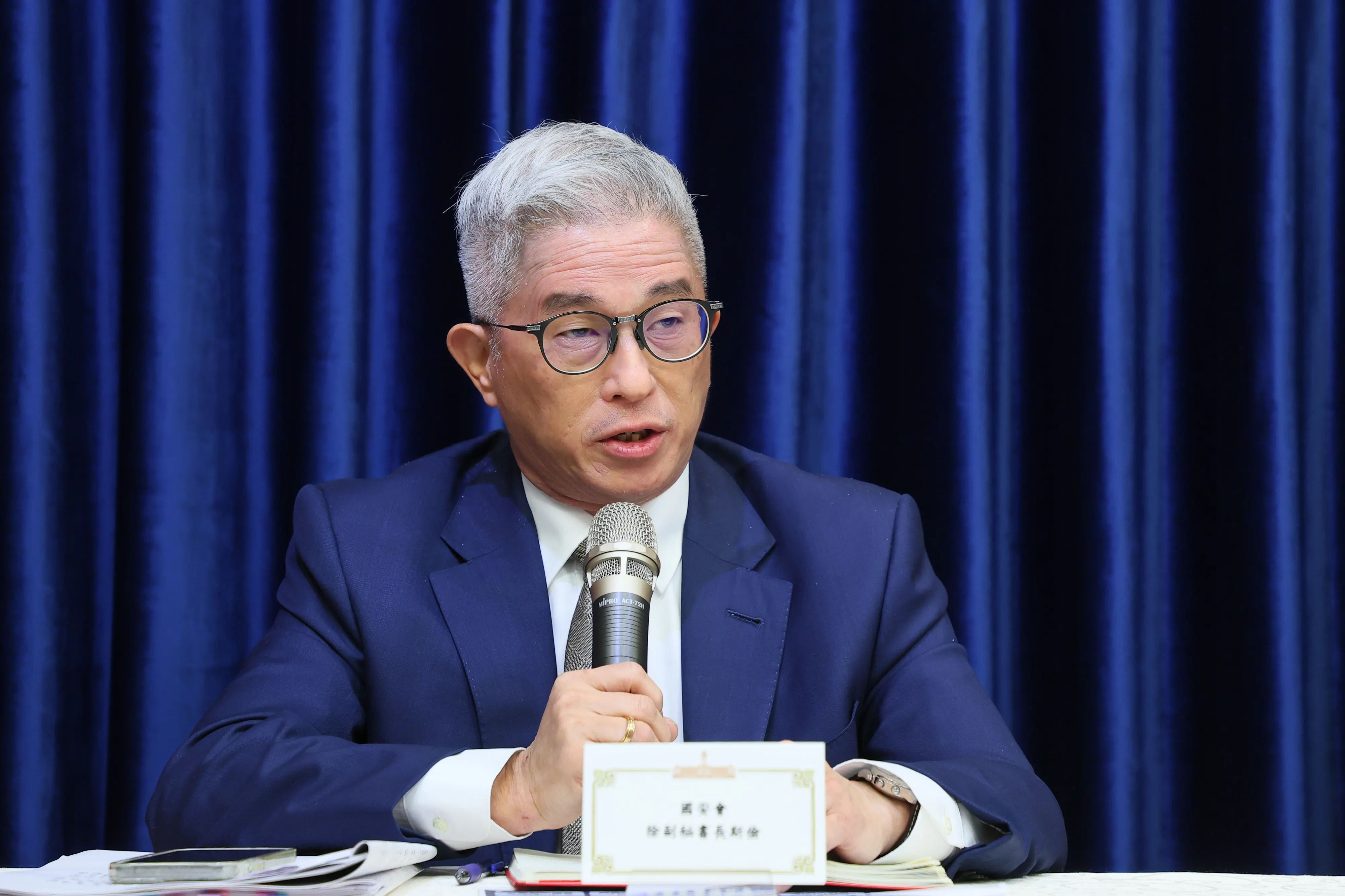 20240926-国安会副秘書長徐斯譜26日、「全社会防衛韧性委員会第1次委員会議」会後の記者会見時。（颜麟宇撮影）