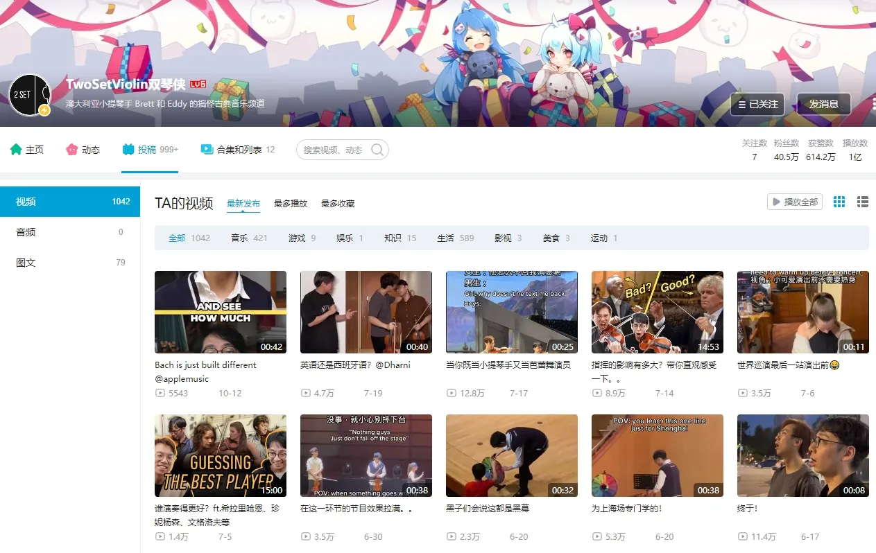 雙琴俠的B站影片尚存。（圖／翻攝自Bilibili）
